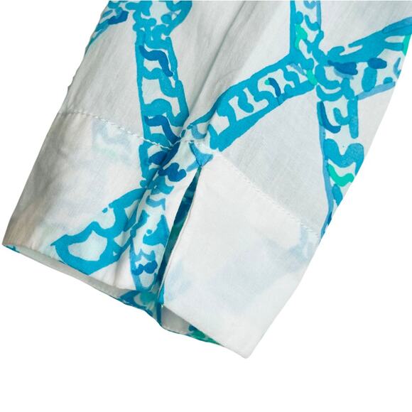 Lilly Pulitzer White Turquoise Amelia Island Tunic Turtle Cove Lattice Sheer XS - Picture 6 of 9